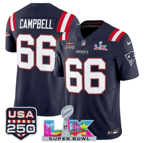 Will Campbell New England Patriots navy Vapor jersey