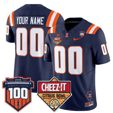 Custom Illinois Fighting Illini navy Vapor jersey