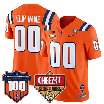Custom Illinois Fighting Illini orange Vapor jersey