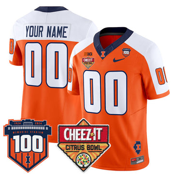 Custom Illinois Fighting Illini orange Vapor jersey