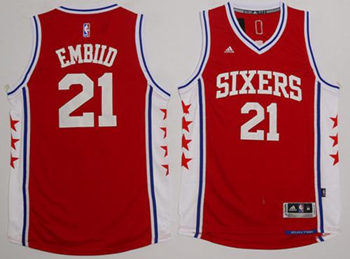 Joel Embiid Philadelphia 76ers red jersey