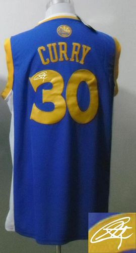 Autographed Warriors blue jersey