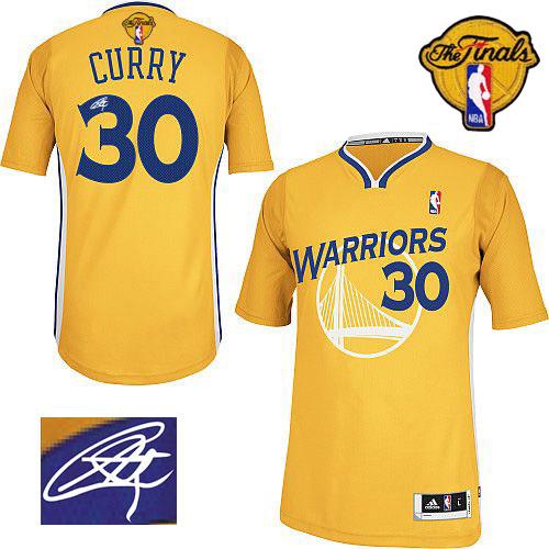 Autographed Warriors gold jersey