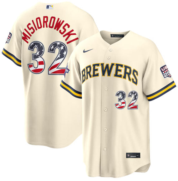Jacob Misiorowski Milwaukee Brewers cream All-Star jersey