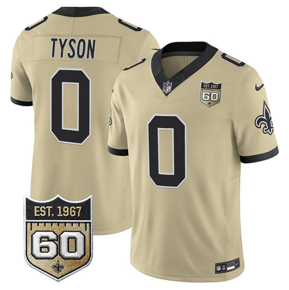Jordyn Tyson New Orleans Saints gold Vapor jersey