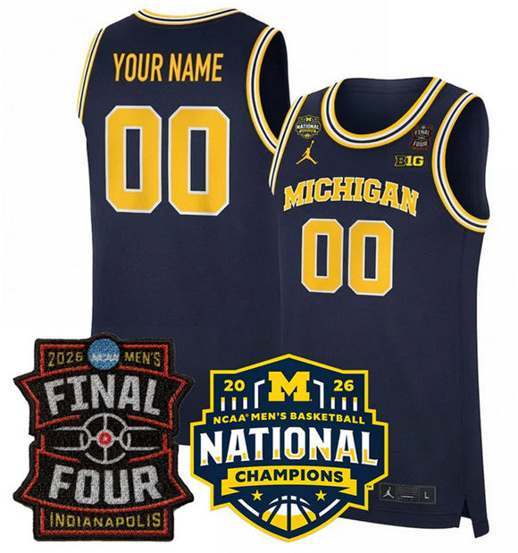 Custom Michigan Wolverines navy jersey