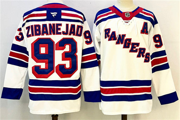 Mika Zibanejad New York Rangers white Away jersey