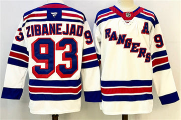 Mika Zibanejad New York Rangers white Away jersey