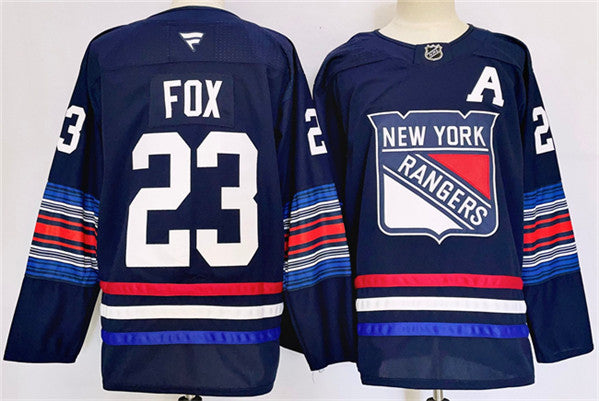 Adam Fox New York Rangers navy jersey