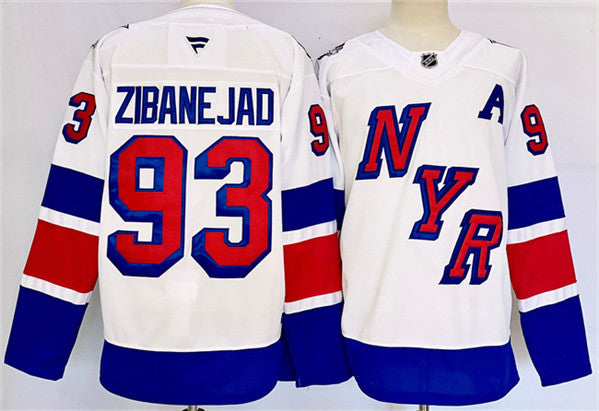 Mika Zibanejad New York Rangers white Stadium Series jersey