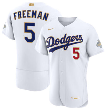 Freddie Freeman Los Angeles Dodgers white Gold Collection jersey