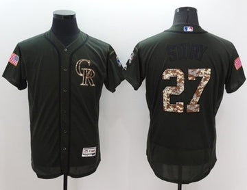 Trevor Story Colorado Rockies green Salute To Service jersey