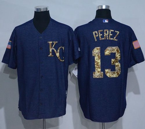 Salvador Perez Denim Kansas City Royals blue Salute To Service jersey