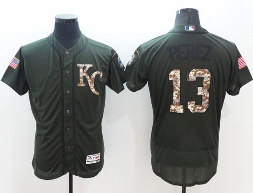Salvador Perez Kansas City Royals green Salute To Service jersey
