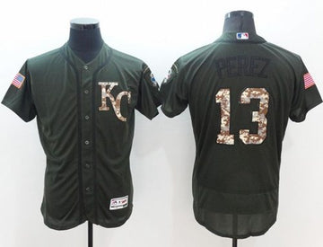 Salvador Perez Kansas City Royals green Salute To Service jersey