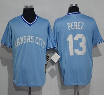 Salvador Perez Kansas City Royals blue Cooperstown jersey