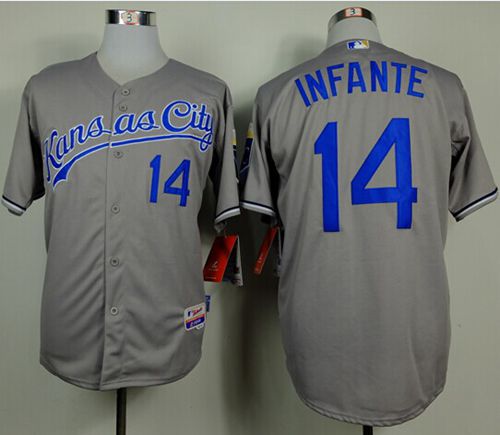 Omar Infante Kansas City Royals grey jersey