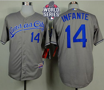 Omar Infante Kansas City Royals grey jersey