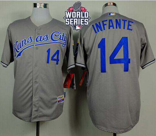 Omar Infante Kansas City Royals grey jersey