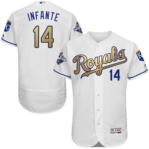 Omar Infante Kansas City Royals white Authentic jersey