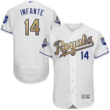 Omar Infante Kansas City Royals white Authentic jersey