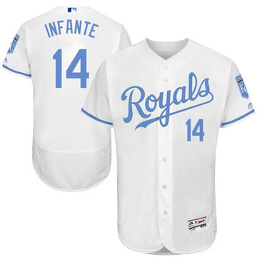 Omar Infante Kansas City Royals white Authentic jersey