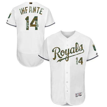 Omar Infante Kansas City Royals white Authentic jersey