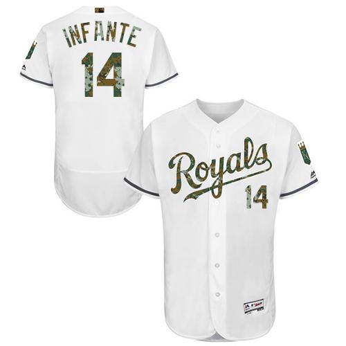 Omar Infante Kansas City Royals white Authentic jersey