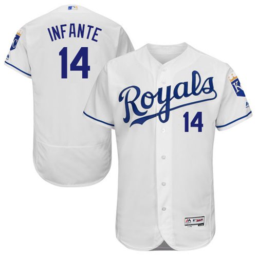 Omar Infante Kansas City Royals white Authentic jersey