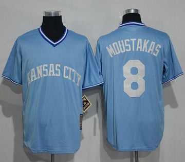 Mike Moustakas Kansas City Royals blue Cooperstown jersey