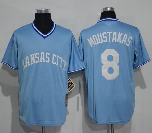 Mike Moustakas Kansas City Royals blue Cooperstown jersey