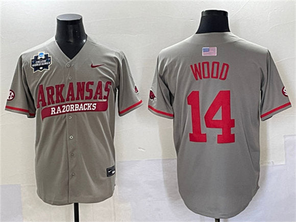 Gage Wood Arkansas Razorbacks gray jersey