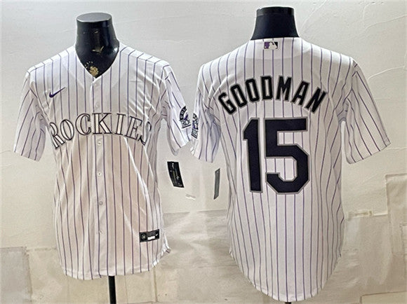 Hunter Goodman Colorado Rockies white Home jersey