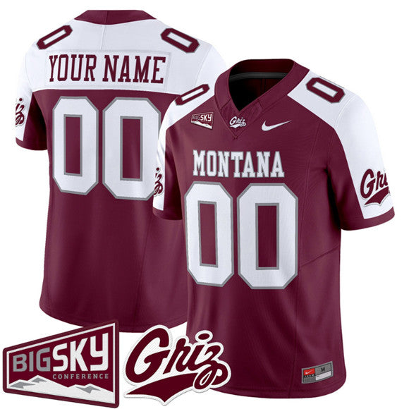 Custom Montana Grizzlies maroon Vapor jersey