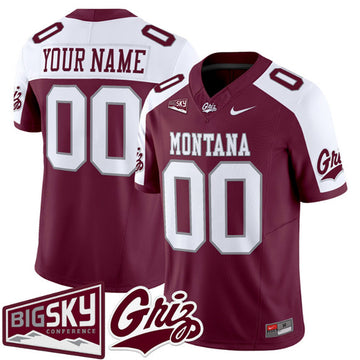 Custom Montana Grizzlies maroon Vapor jersey