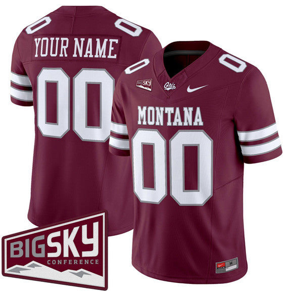 Custom Montana Grizzlies maroon Vapor jersey