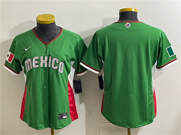 Custom Mexico Baseball green Classic jersey
