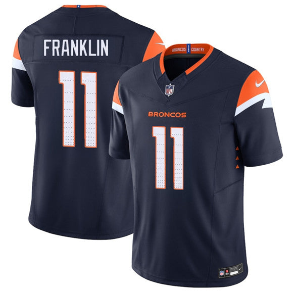 Troy Franklin Denver Broncos navy Vapor jersey