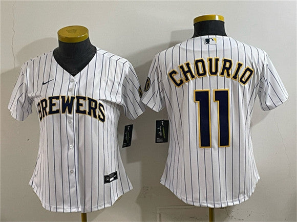 Jackson Chourio Milwaukee Brewers white jersey