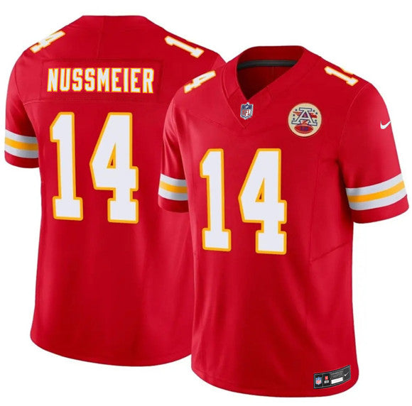 Garrett Nussmeier Kansas City Chiefs red Vapor jersey
