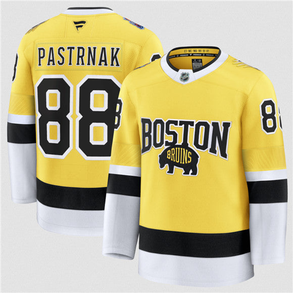 David Pastrnak Boston Bruins gold Stadium Series jersey