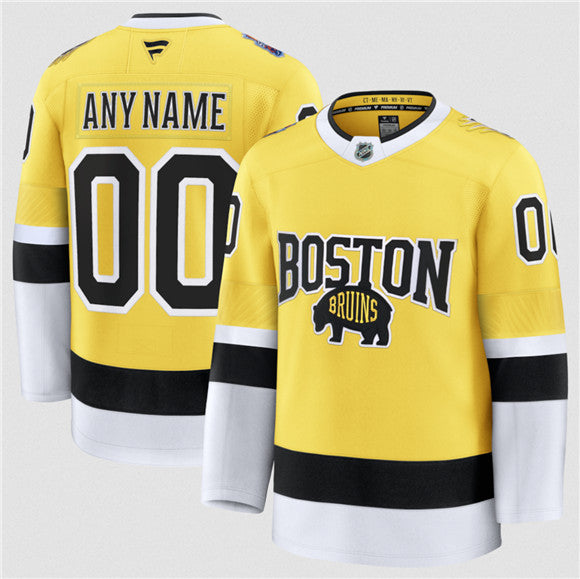 Custom Boston Bruins gold Stadium Series jersey