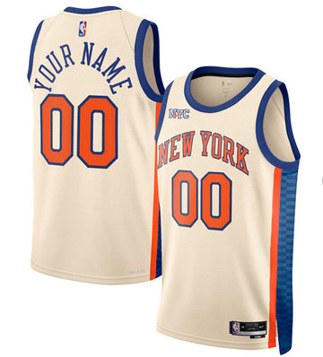 Custom New York Knicks cream City Edition jersey