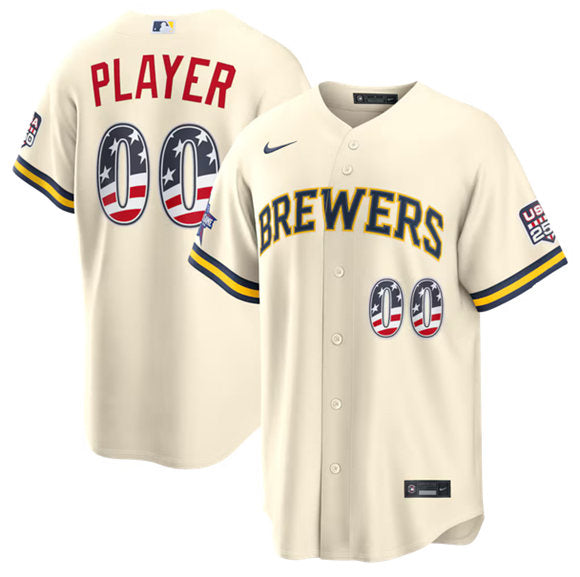 Custom Milwaukee Brewers cream All-Star jersey