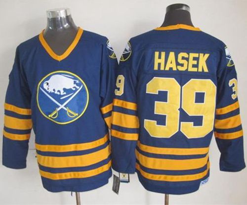 Dominik Hasek Buffalo Sabres navy Throwback jersey