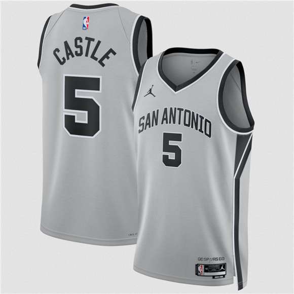 Stephon Castle San Antonio Spurs silver jersey