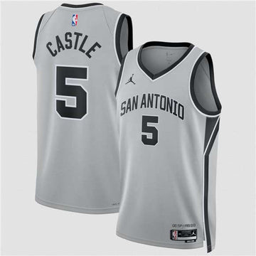 Stephon Castle San Antonio Spurs silver jersey