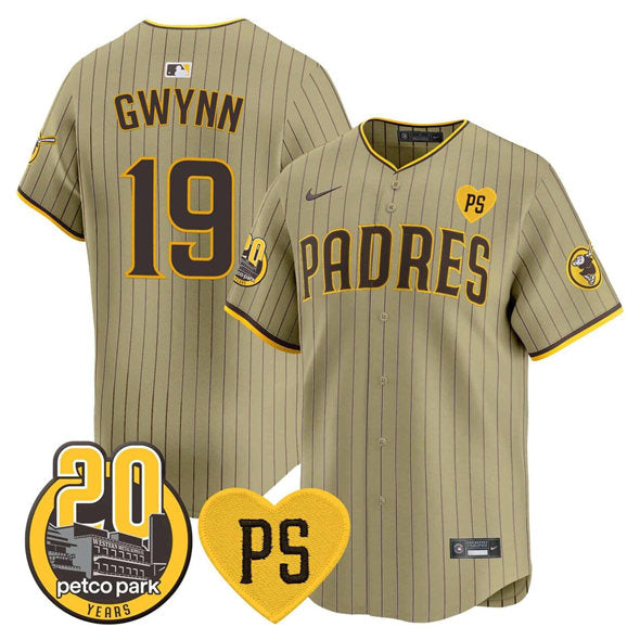 Tony Gwynn San Diego Padres tan jersey