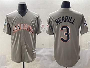 Jackson Merrill San Diego Padres gray Throwback jersey