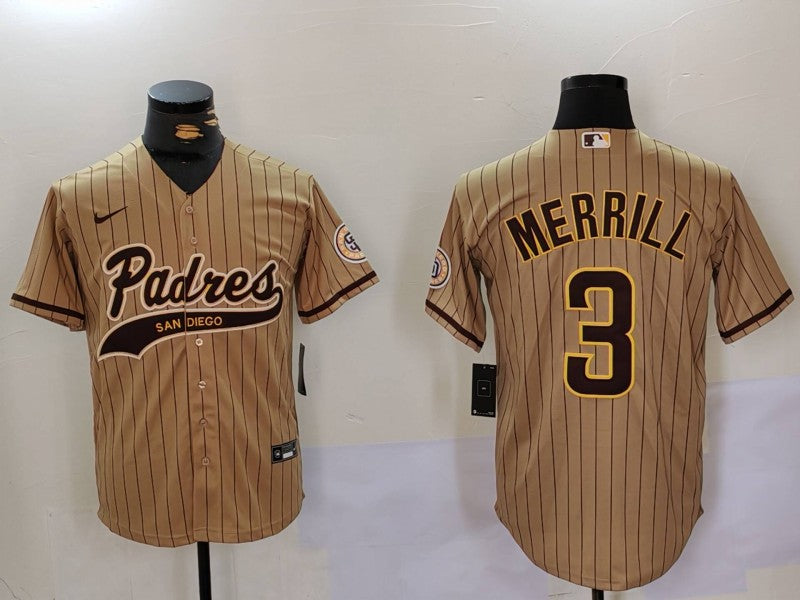 Jackson Merrill San Diego Padres tan jersey